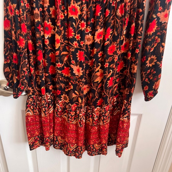 Billabong Floral Print Mini Dress Long Sleeve Boho‎ Festival S - Picture 2 of 9